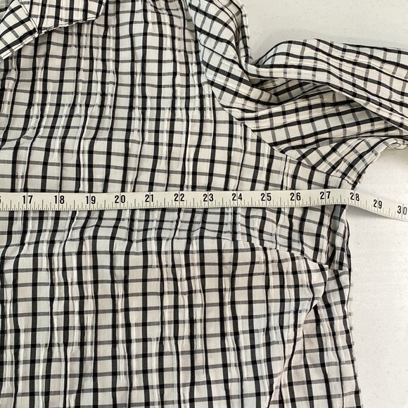 Foxcroft Germaine Crinkle Mini Check Button Up Tunic Shirt 3/4 Sleeve Textured - Picture 11 of 16